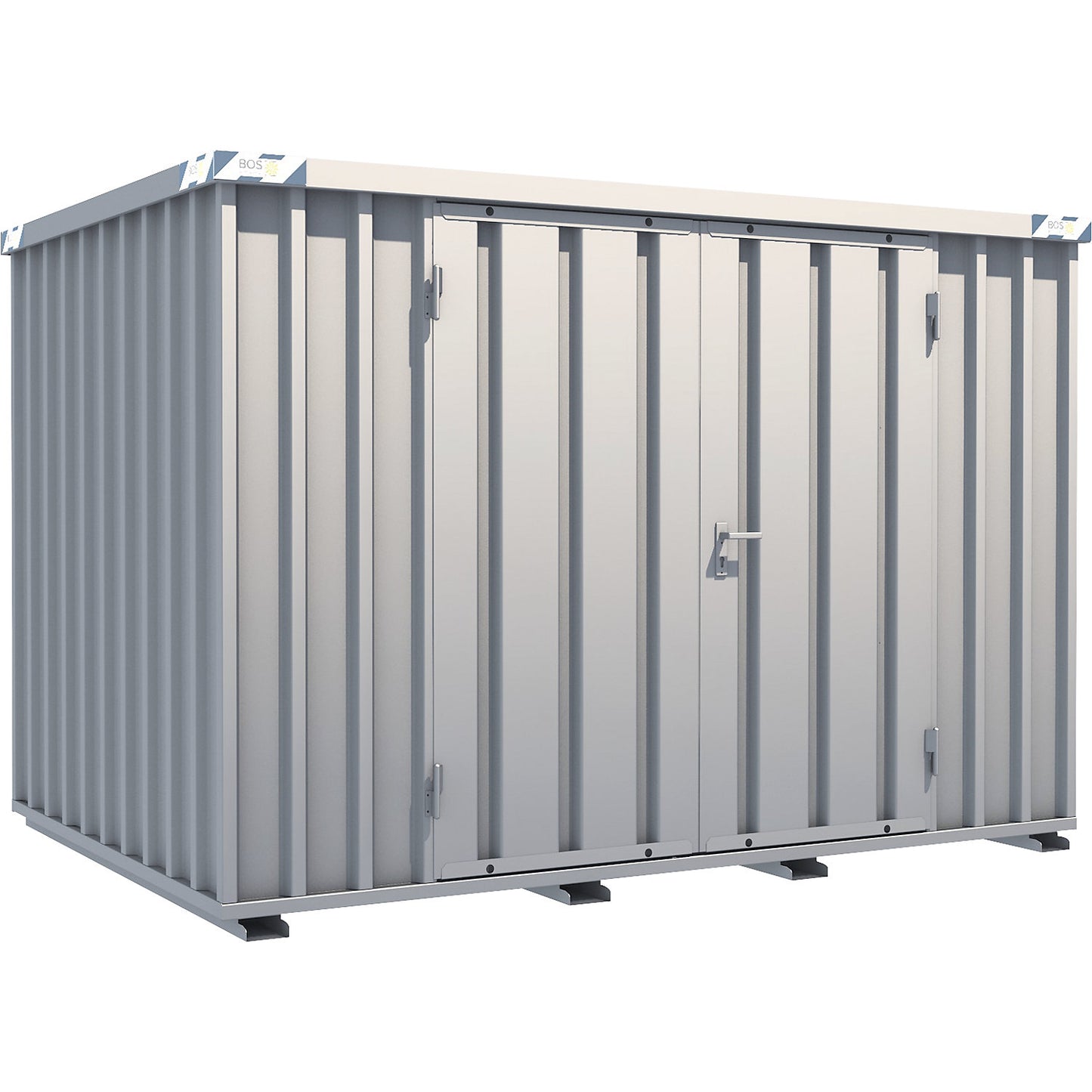 Quick build container, zinc plated, external WxHxD 2100 x 2100 x 3100 mm, 2 hinged doors long side.