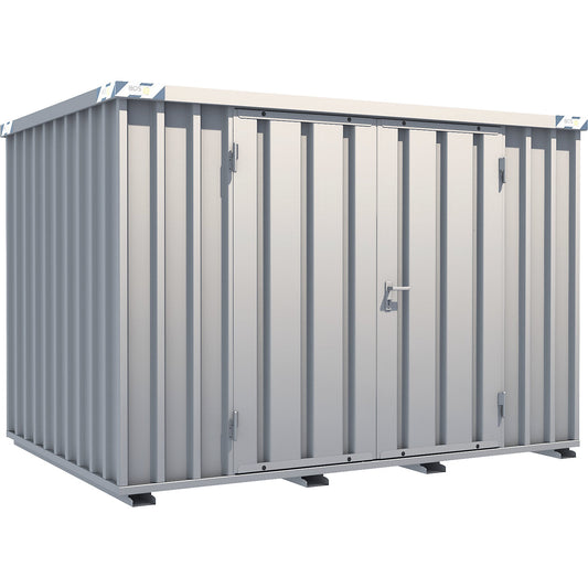 Quick build container, zinc plated, external WxHxD 2100 x 2100 x 3100 mm, 2 hinged doors long side.
