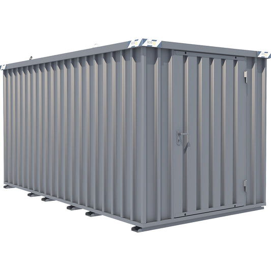 Quick build container, zinc plated, external WxHxD 2100 x 2100 x 4100 mm, 1 hinged door.