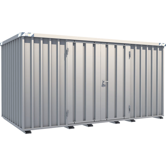 Quick build container, zinc plated, external WxHxD 2100 x 2100 x 4100 mm, 2 hinged doors long side.