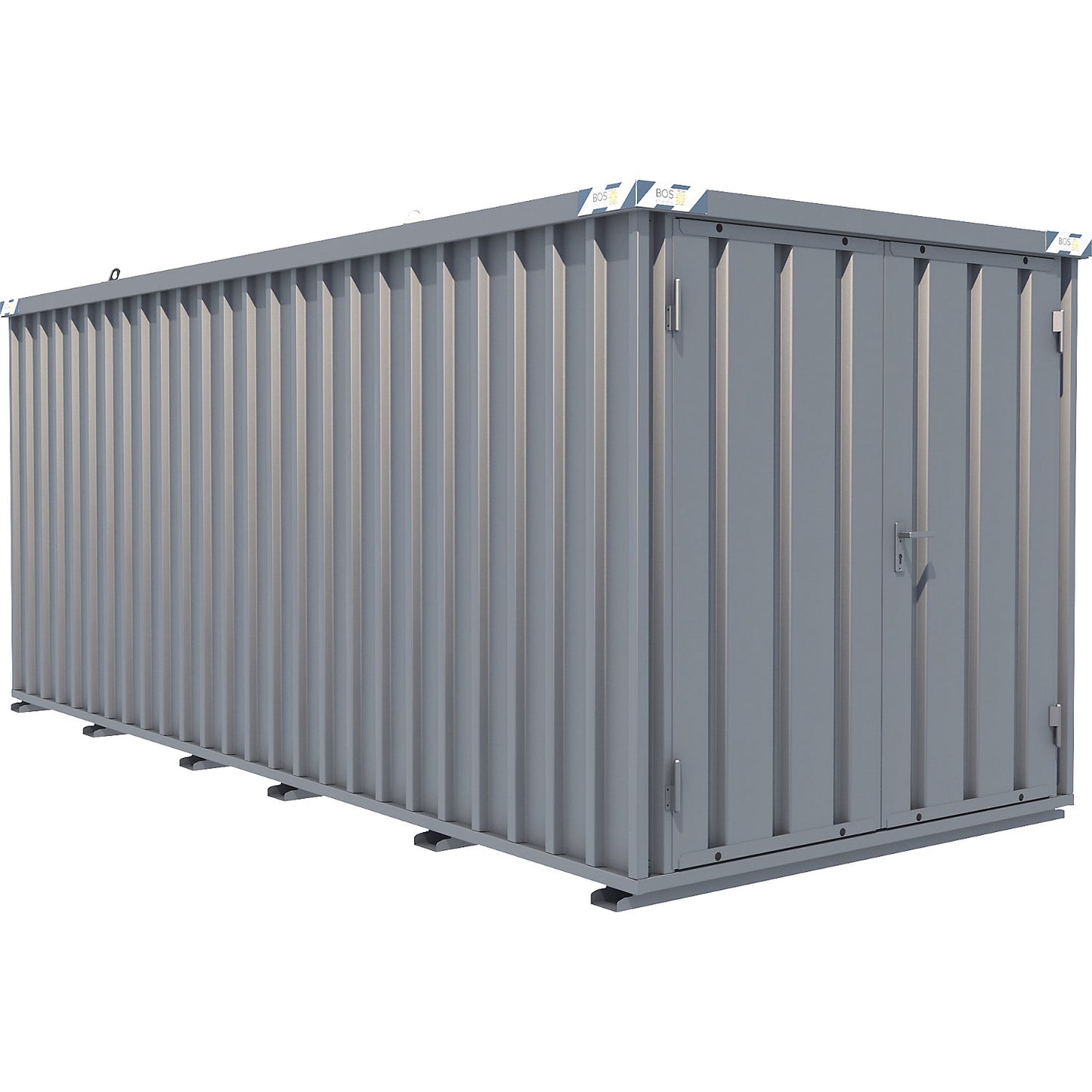 Quick build container, zinc plated, external WxHxD 2100 x 2100 x 5100 mm, 2 hinged doors.