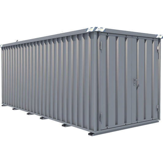 Quick build container, zinc plated, external WxHxD 2100 x 2100 x 5100 mm, 2 hinged doors.