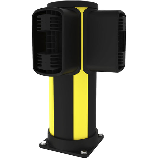 X-Protect crash protection corner bollard, height 610 mm, two connections, L-shaped.