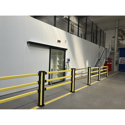 X-Protect pedestrian bollard, height 1160 mm, 6 connections, opposing.