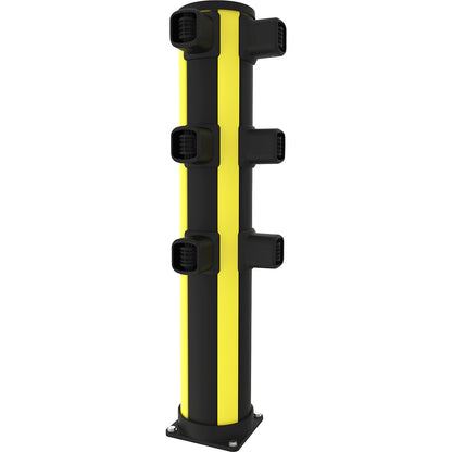 X-Protect pedestrian bollard, height 1160 mm, six connections, L-shape.