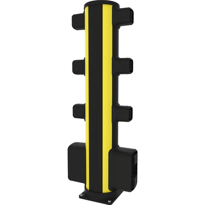 X-Protect pedestrian crash protection centre bollard, height 1160 mm, 8 connections, opposing.