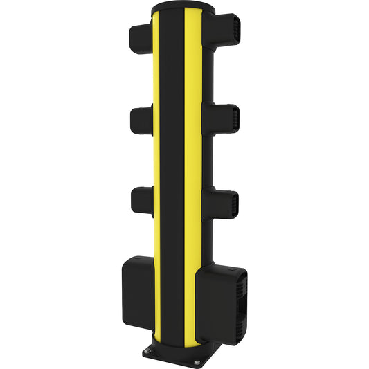 X-Protect pedestrian crash protection centre bollard, height 1160 mm, 8 connections, opposing.