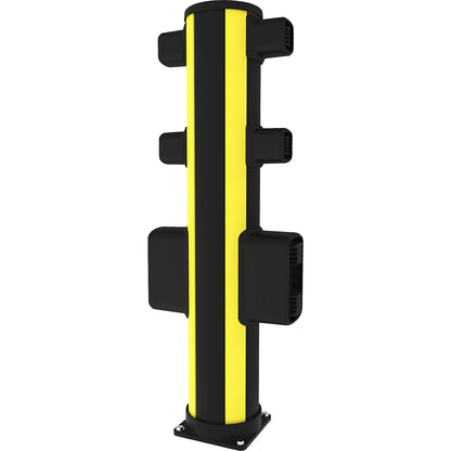 X-Protect pedestrian crash protection centre bollard, height 1160 mm, six connections, opposing.