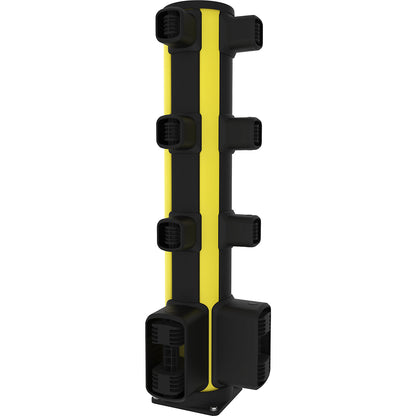 X-Protect pedestrian crash protection corner bollard, height 1160 mm, 8 connections, L-shape.