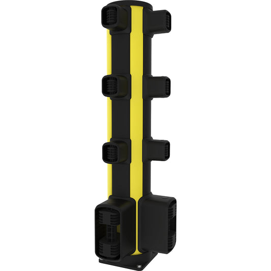X-Protect pedestrian crash protection corner bollard, height 1160 mm, 8 connections, L-shape.