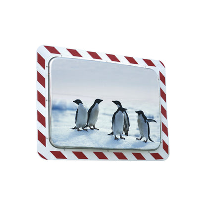 Anti-frost/anti-fog rectangular mirror, red, white, HxW 600 x 800 mm.