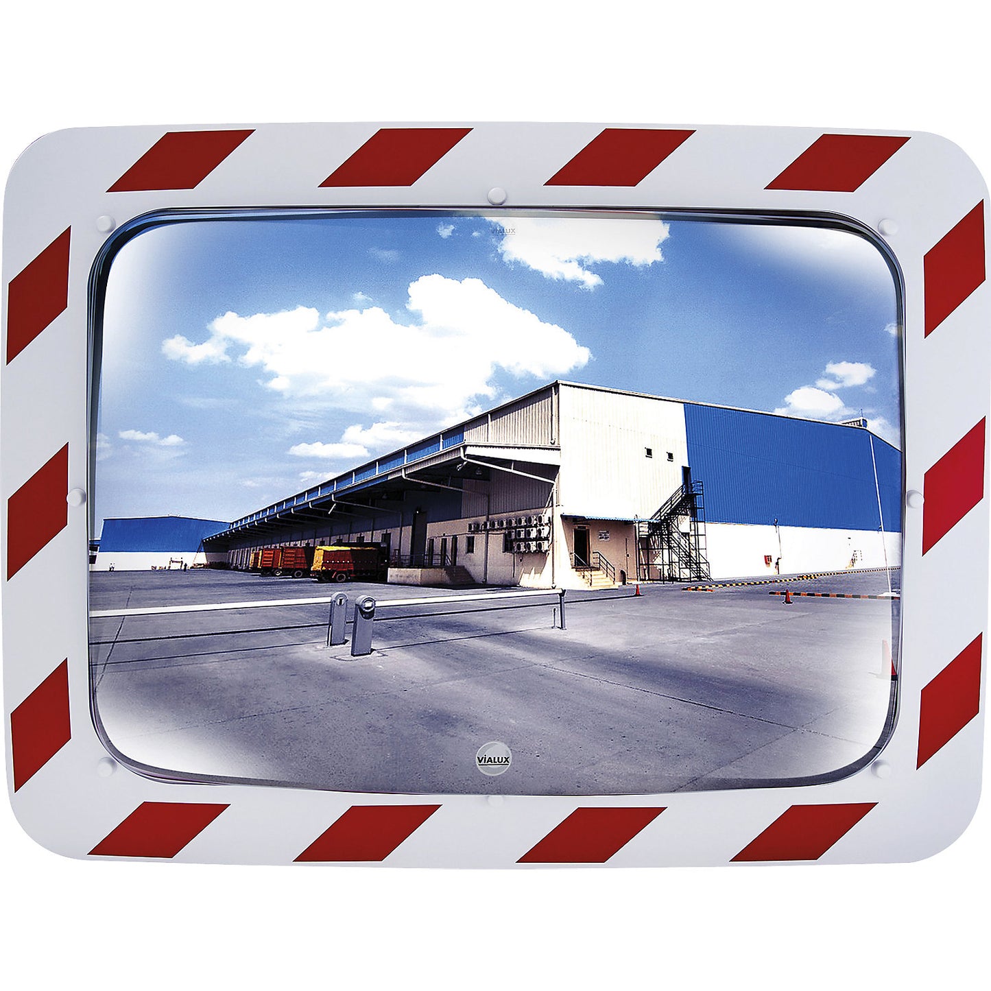 Stainless steel traffic mirror, rectangular, HxW 600 x 800 mm.