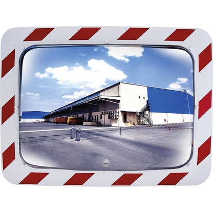 Stainless steel traffic mirror, rectangular, HxW 400 x 600 mm.