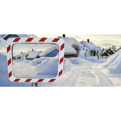 Anti-frost/anti-fog rectangular mirror, red, white, HxW 600 x 800 mm.