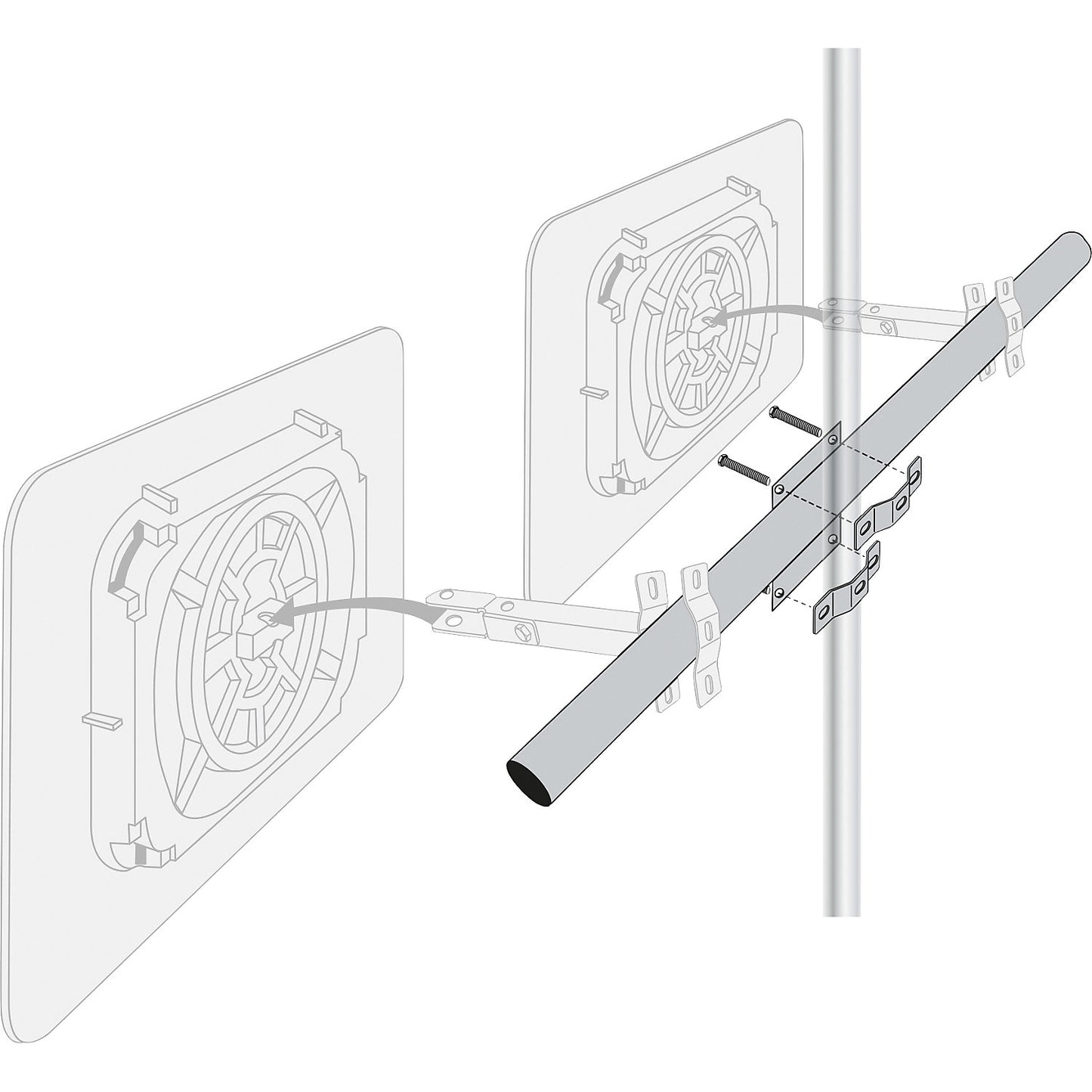 2 mirror bracket, for posts with Ø 60 - 90 mm, WxØ 1300 x 76 mm.