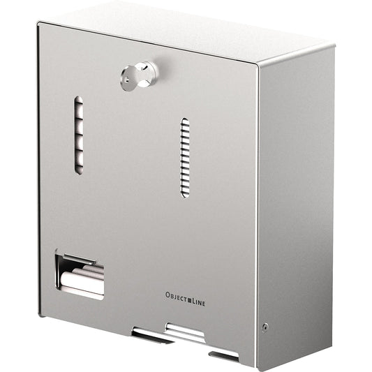 Tampon/pad dispenser, made of stainless steel, lockable.
