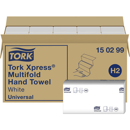 Xpress® folded hand towels, 2-ply, grey-white, pack of 4740 towels.