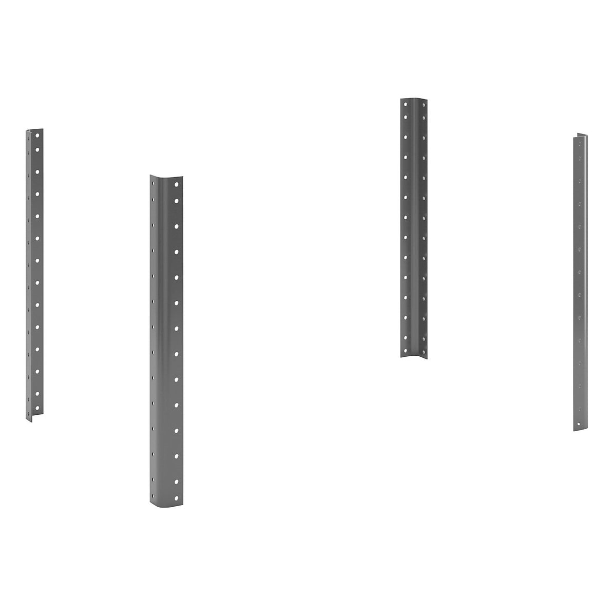 CustomLine corner posts, for assembly trolleys and shelf trucks, height 650 mm, pack of 4, charcoal RAL 7016.