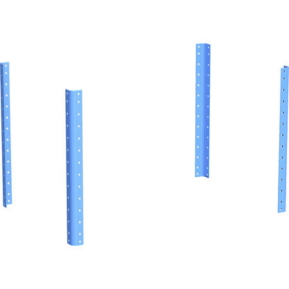 CustomLine corner posts, for assembly trolleys and shelf trucks, height 650 mm, pack of 4, light blue RAL 5012.