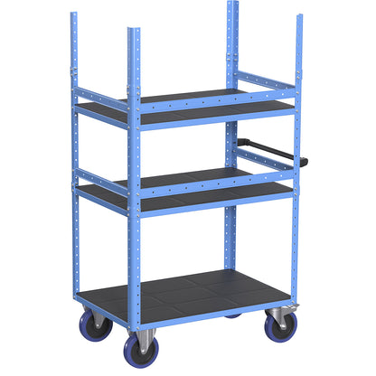 CustomLine stop rail, for assembly trolley/shelf truck, length 1016 mm, pack of 2, light blue RAL 5012.