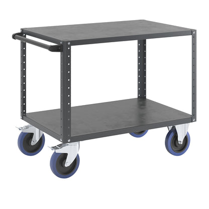 CustomLine assembly trolley, 2 shelves, charcoal, fully elastic tyres.