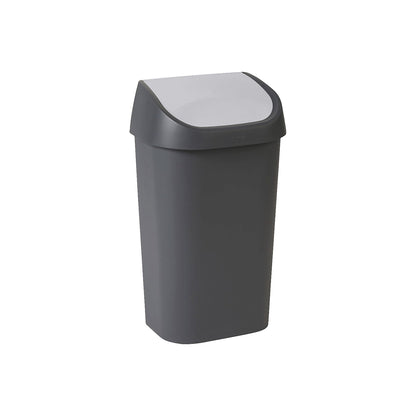 Swing lid waste collector, capacity 50 l, dark grey.