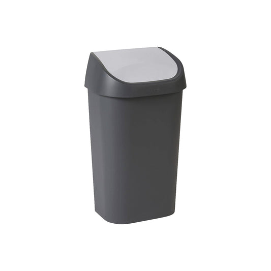 Swing lid waste collector, capacity 50 l, dark grey.