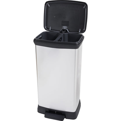 DECOBIN pedal bin, rectangular, capacity 2 x 23 l, HxWxD 730 x 300 x 400 mm, silver.