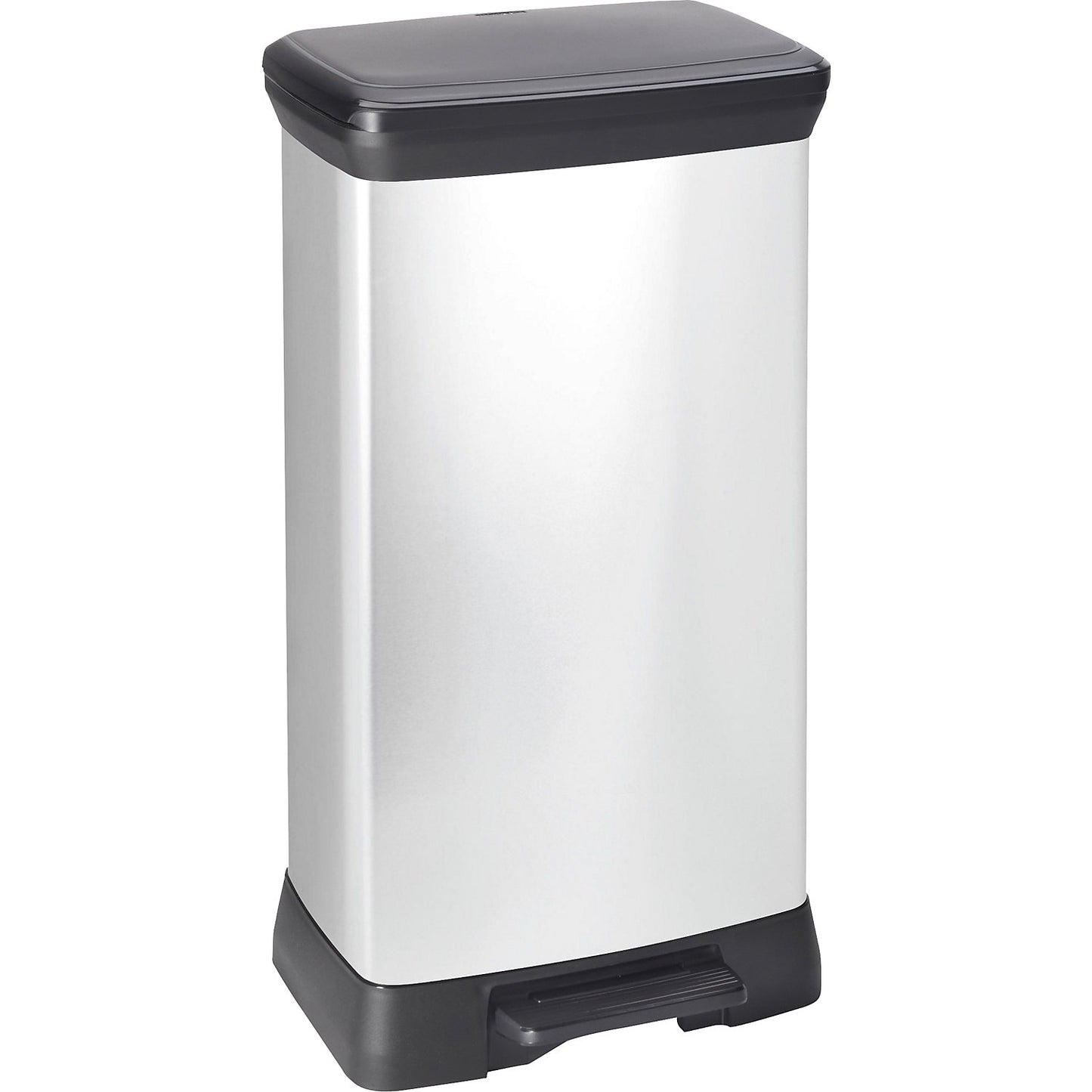 DECOBIN pedal bin, rectangular, capacity 2 x 23 l, HxWxD 730 x 300 x 400 mm, silver.