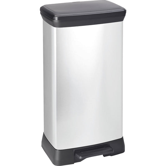 DECOBIN pedal bin, rectangular, capacity 2 x 23 l, HxWxD 730 x 300 x 400 mm, silver.