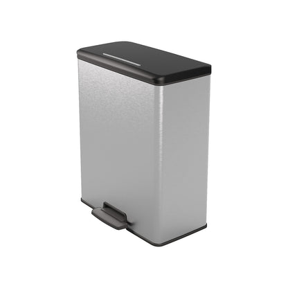 Slim pedal bin, capacity 2 x 26 l, HxWxD 622 x 300 x 496 mm, silver.