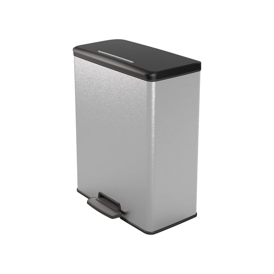 Slim pedal bin, capacity 2 x 26 l, HxWxD 622 x 300 x 496 mm, silver.