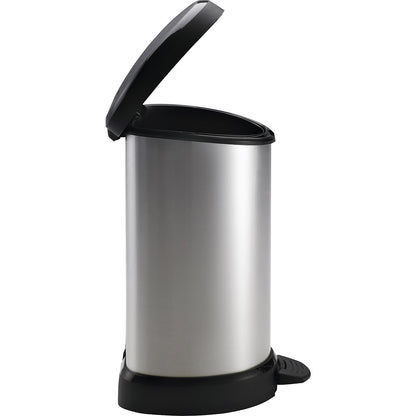 DECOBIN pedal bin, semi-circular, capacity 15 l, HxWxD 450 x 280 x 305 mm, silver.