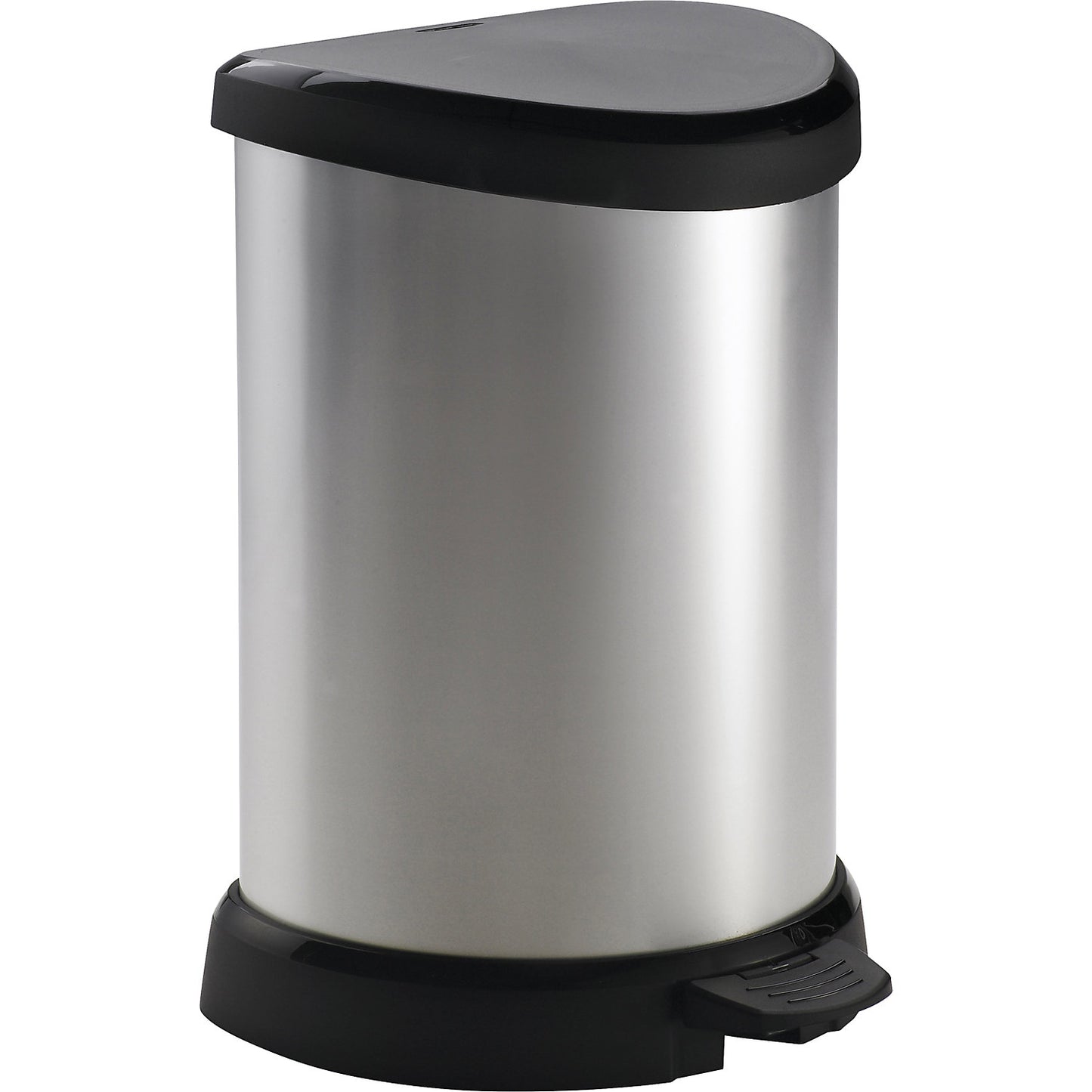 DECOBIN pedal bin, semi-circular, capacity 15 l, HxWxD 450 x 280 x 305 mm, silver.