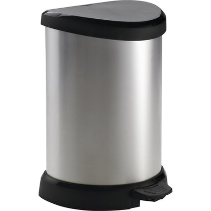 DECOBIN pedal bin, semi-circular, capacity 15 l, HxWxD 450 x 280 x 305 mm, silver.