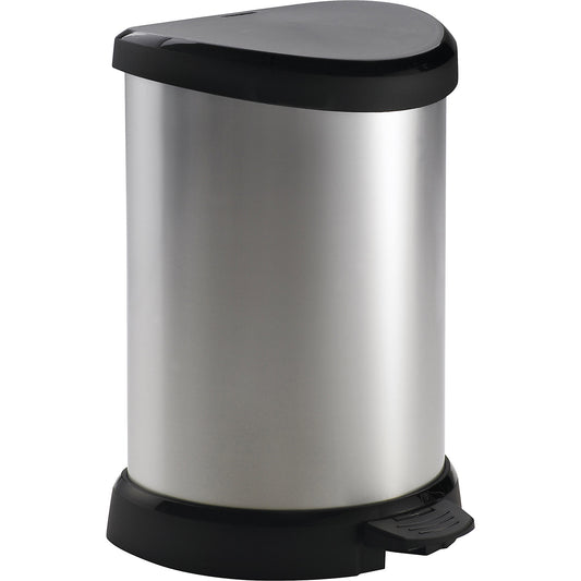 DECOBIN pedal bin, semi-circular, capacity 15 l, HxWxD 450 x 280 x 305 mm, silver.