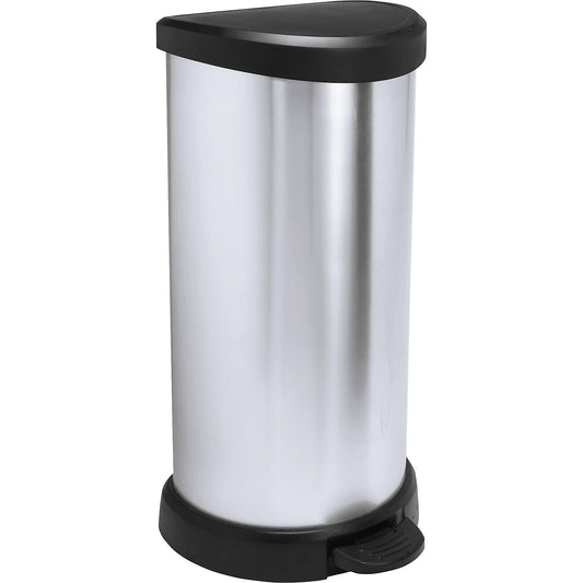 DECOBIN pedal bin, semi-circular, capacity 40 l, HxWxD 705 x 355 x 305 mm, silver.