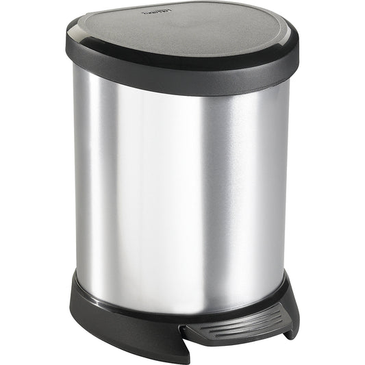 DECOBIN pedal bin, semi-circular, capacity 5 l, HxWxD 220 x 295 x 245 mm, silver.