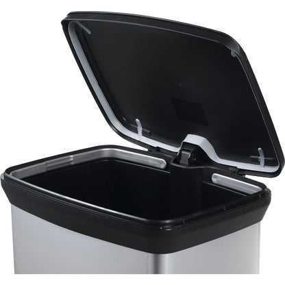 DECOBIN pedal bin, rectangular, capacity 50 l, HxWxD 730 x 395 x 292 mm, silver.