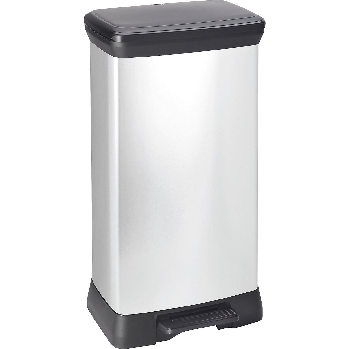 DECOBIN pedal bin, rectangular, capacity 50 l, HxWxD 730 x 395 x 292 mm, silver.