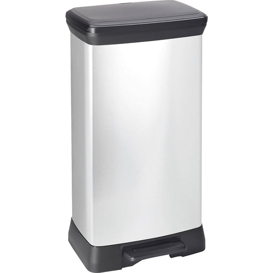 DECOBIN pedal bin, rectangular, capacity 50 l, HxWxD 730 x 395 x 292 mm, silver.