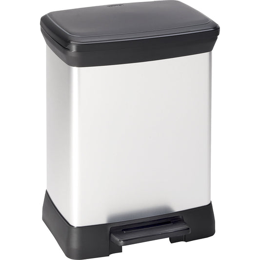 DECOBIN pedal bin, rectangular, capacity 30 l, HxWxD 515 x 300 x 400 mm, silver.