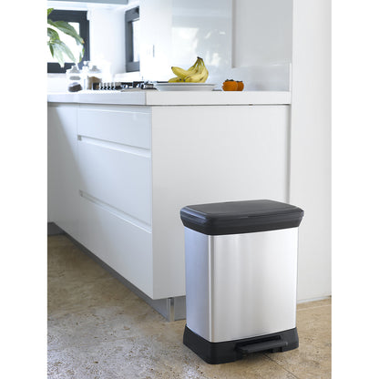 DECOBIN pedal bin, rectangular, capacity 30 l, HxWxD 515 x 300 x 400 mm, silver.