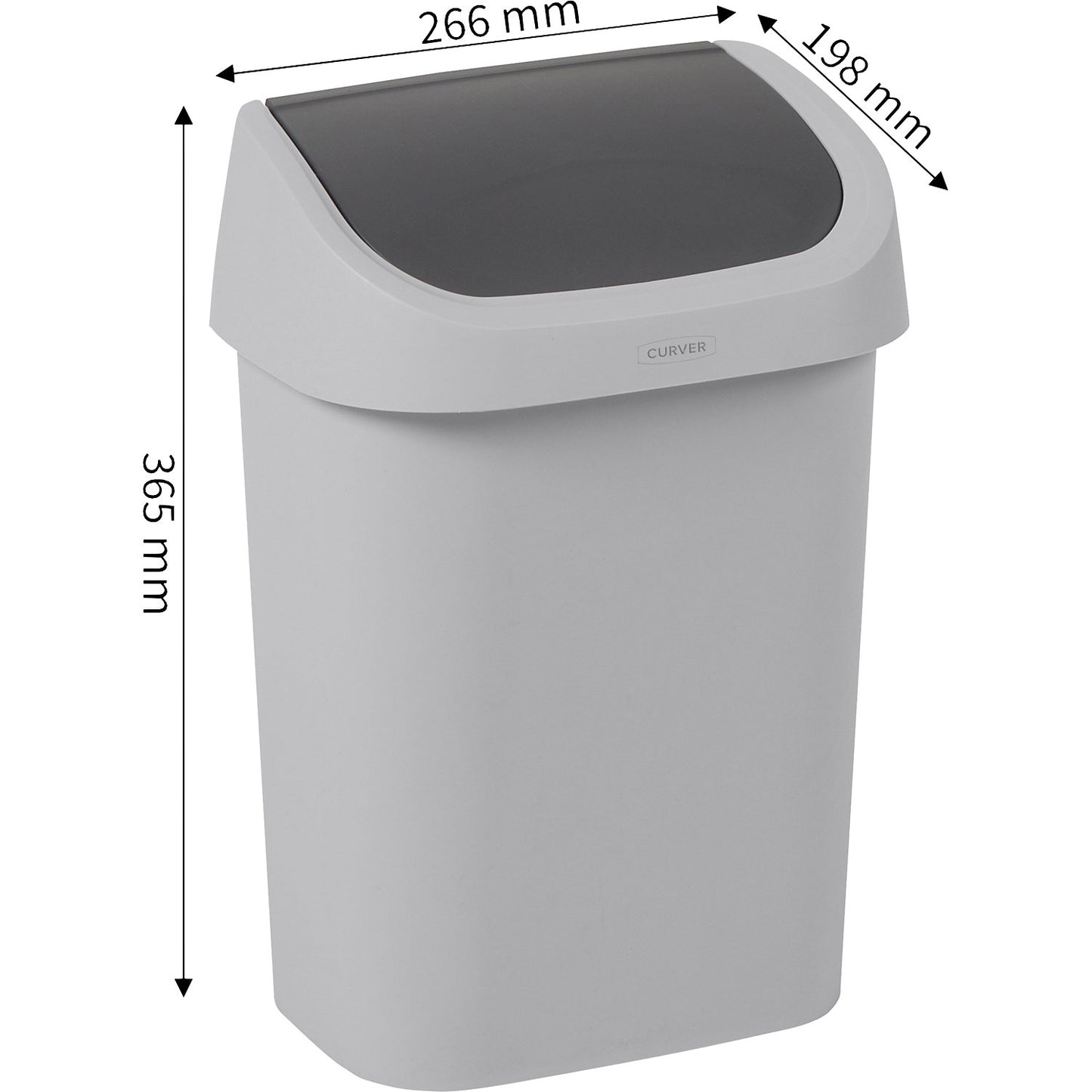 Swing lid waste collector, capacity 10 l, grey.