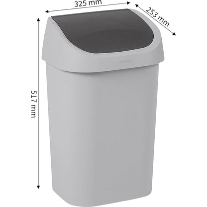 Swing lid waste collector, capacity 25 l, grey.
