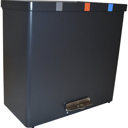 RecycloKick recyclable waste collector, black, aluminium, 3 x 34 l.