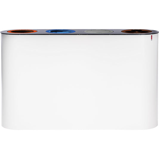 Lune recyclable waste collection station, 4 x 38 l, white.