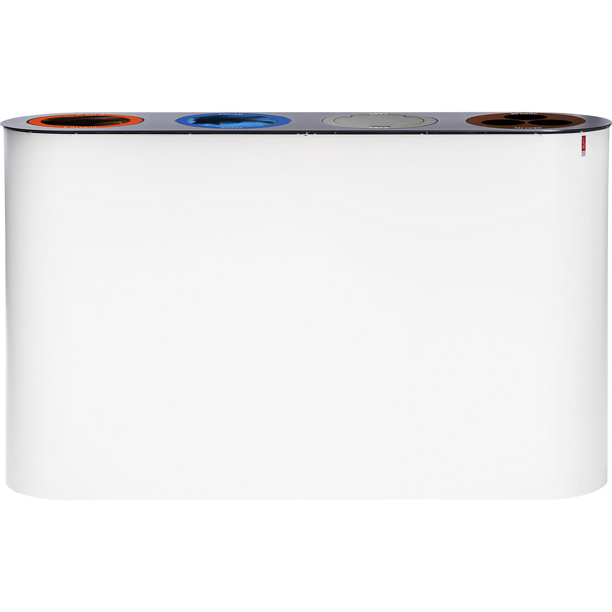 Lune recyclable waste collection station, white, 4 x 38 litres.