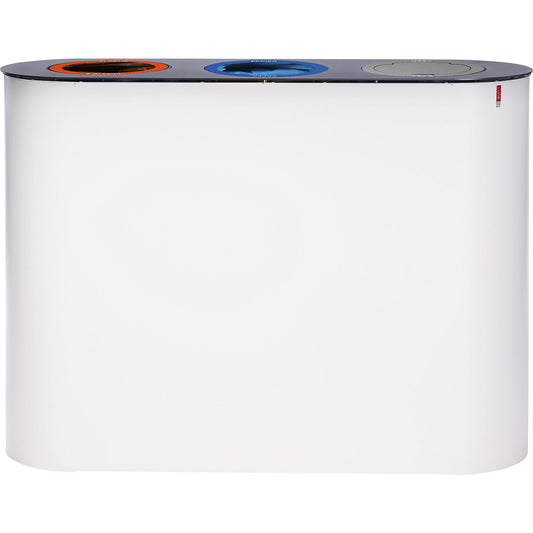 Lune recyclable waste collection station, 3 x 38 l, white.