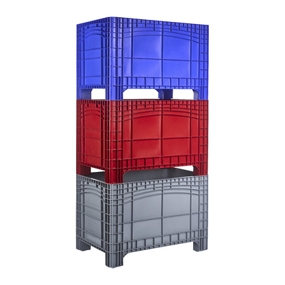 Pallet box, capacity 535 l, 4 feet, blue.